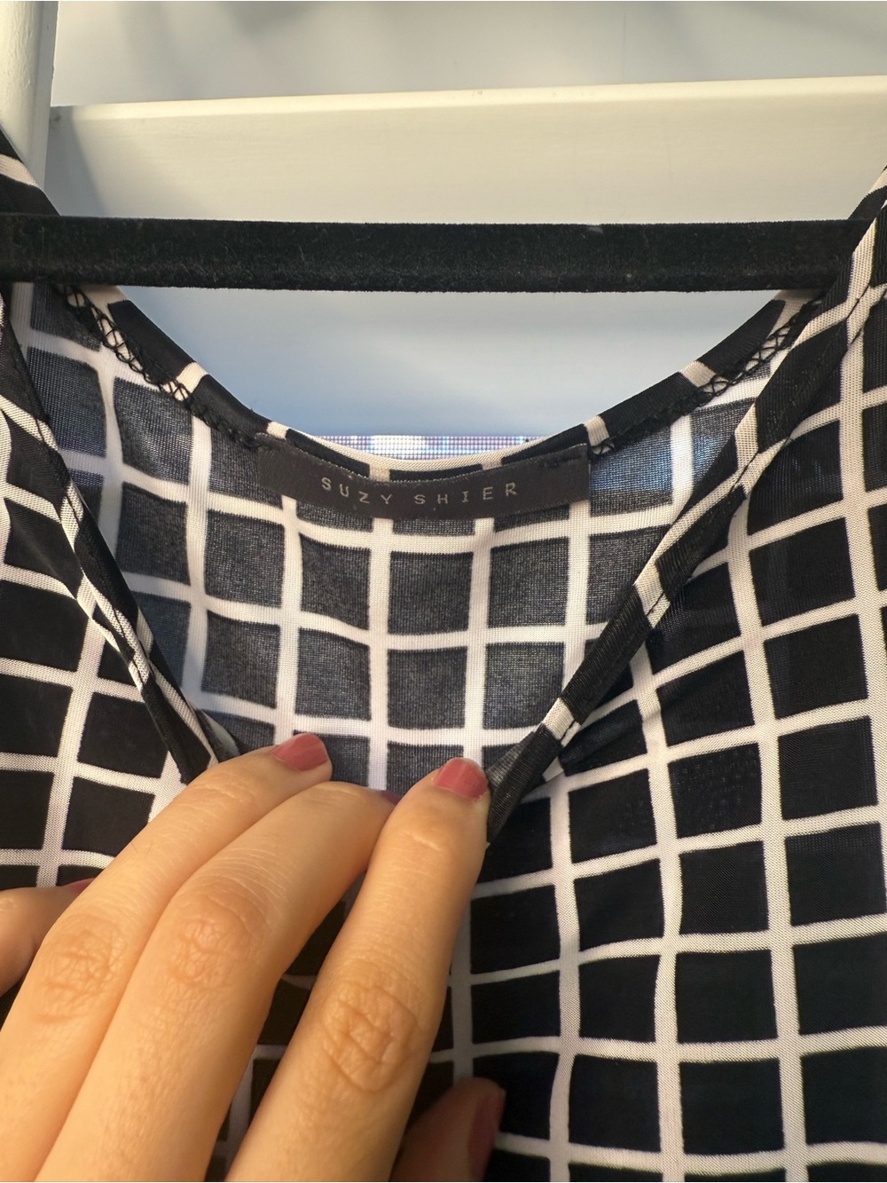Suzy Shier Black and White Grid Midi Dress - Picture 3 of 4